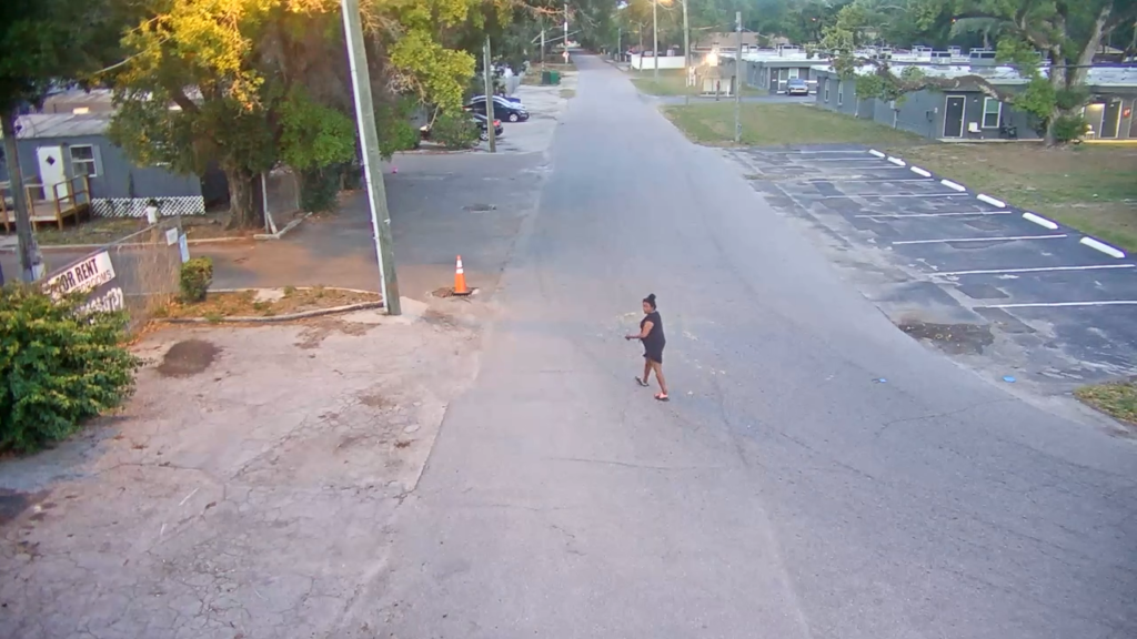 Florida woman accused of throwing dog on camera seen in Hillsborough County Sheriff’s Office surveillance image near East 127th Avenue on April 30
