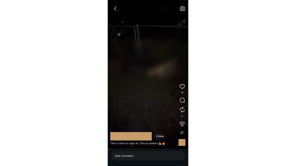 Instagram screenshot: "Redacted screenshot of the Instagram post described in a St. Johns County Sheriff's Office arrest report, with the video blurred.